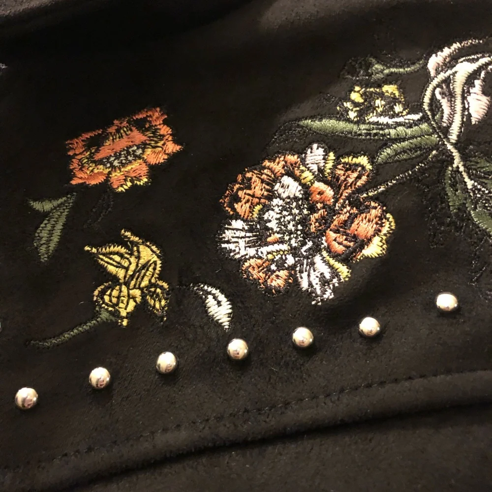 River Island embroidered suedette bomber jacket - Picture 6 of 13